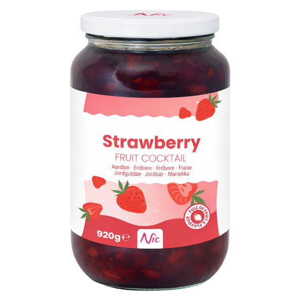 Nic aardbeien fruitcocktail pot 920 gram