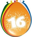 Ballonnen folatex 30 cm. 16 jaar 8st. a12
