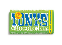 Tony's Chocolonely reep pure chocolade amandel & zeezout 180 gr