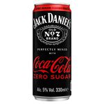 Jack daniel's & coca cola zero sleek blik 33 cl