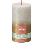 Bolsius Rustiek fading metallic stompkaars 130/68 Sandy grey + Gold