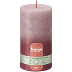 Bolsius Rustiek fading metallic stompkaars 130/68 Ash rose + Red