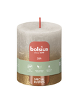 Bolsius Rustiek fading metallic stompkaars 80/68 Sandy grey + Gold