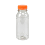 Fles RPET transparant 250 ml met oranje dop